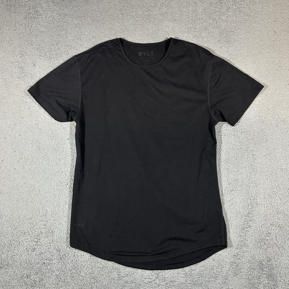 BYLT Shirt Mens Medium Black Drop Cut Lux Crewneck Soft Tee Top Casual #3907